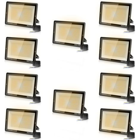 10PCS 300W Projecteur LED Extérieur, Spot LED Exterieur 30000LM Super Lumineux 3500K Blanche Chaude Éclairage de Sécurité Extérieur IP66 Imperméable pour Garage Jardin Terrasse Parking (1/5)