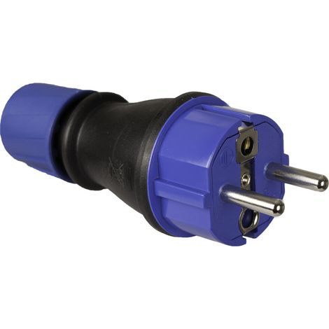 Clavija Schuko de Caucho 4,8mm 16A 250V t/tl IP54 Negra con Prensaestopa Solera 706T