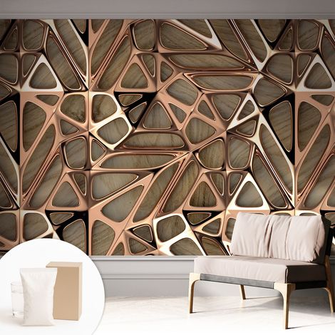 Papier peint intissé avec imprimé installation simple qualité excellente sans désordre - Colle incluse gratuite Motif géométrique 312x219 cm (1/5)