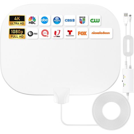 2026 Antenne TV Intérieure Améliorée, 650KM+ Antenne TNT Intérieure à Longue Distance, Réception HD à 360° Chaînes TV Locales, Compatible avec Les TVs Intelligents et Anciens, Câble Coaxial de 10M (1/5)