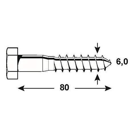 Connex KL3146080 Vis a bois 6 pans galvanises 1000 g 6 x 80 mm