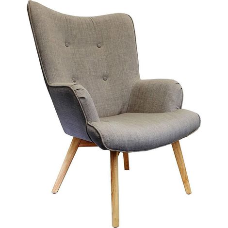 Fauteuil Design en Bois "Helsinki" 99cm Gris