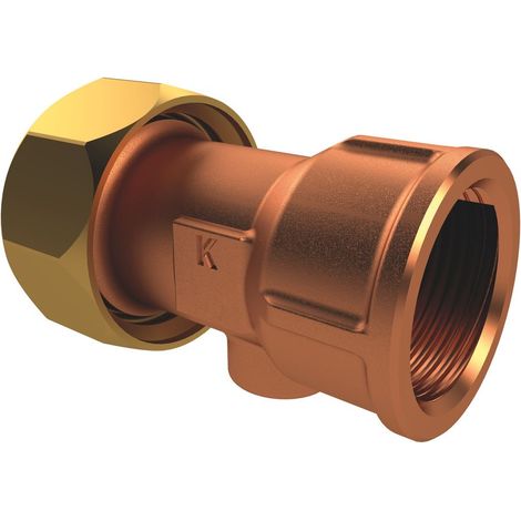 Kemper Innengewinde-Verschraubung mit Überwurfmutter flachdichtend, DN 15, Rp 1/2" x G 3/4" IG, Rotguss, Figur 476 06