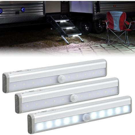 Paquete de 3 luces para escaleras con sensor de movimiento - Tiras de luces LED inalámbricas - Funcionan con pilas y son magnéticas - Para autocaravanas, caravanas y remolques - Instalación inferior - (1/5)