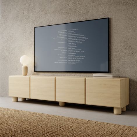 Mobile Porta tv Kaleriha, un Ripiano, 4 Ante, Angoli Arrotondati, 200x38x47h cm Marrone Rovere (1/5)