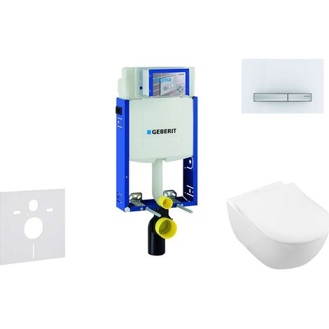 Geberit Kombifix - Ensemble bâti-support, cuvette de toilette et siège Subway 2.0, DirectFlush, SoftClose, CeramicPlus et plaque Sigma50, blanc alpin 110.302.00.5 NI8