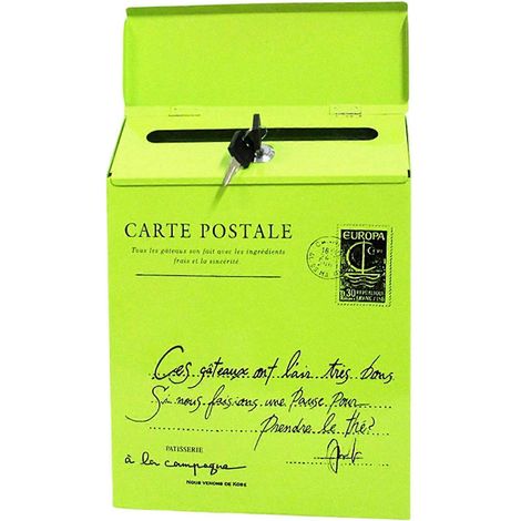 Boîte aux lettres décorative en fer forgé avec serrure de sécurité. Design résistant aux intempéries idéal pour les maisons et les commerces. Vert (1/4)