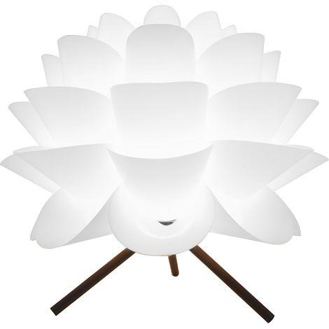 Lampe de table décorative métal noir et PVC blanc – H 37 cm, L 35 cm – Culot E27, compatible LED – 60W max, interrupteur inclus – Sampa (1/3)