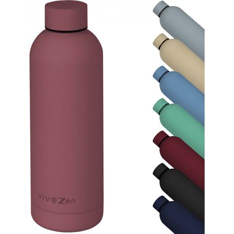 Bouteille, gourde isotherme chaud ou froid en acier inoxydable, réutilisable - 500 ml - Rose - Vivezen
