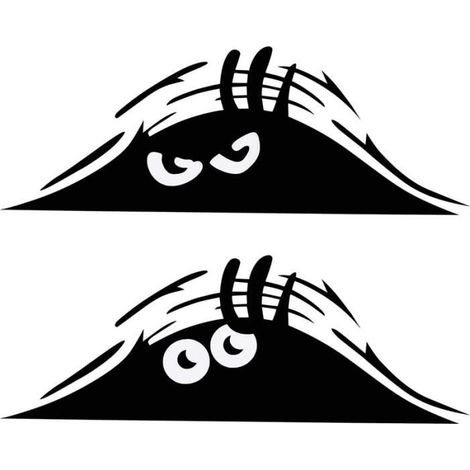 Autocollant de voiture - FOLAYA - Peeking Monster - Noir - 3,51 2,8 pouces (1/4)