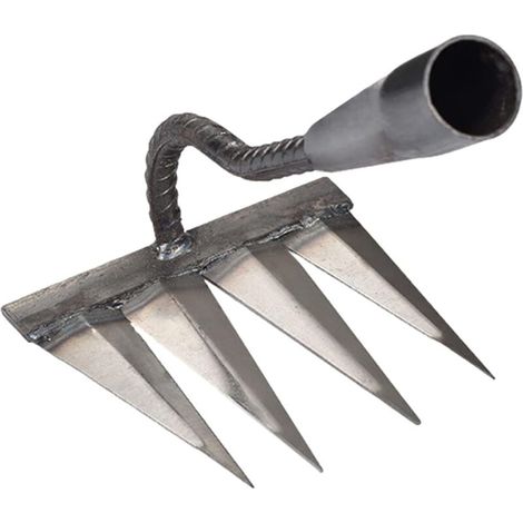 Vertikutierer-Rechen, Handrechen für die Gartenarbeit, tragbares Jäten, Gartenarbeit, Unkrautrechen, Karbonstahlrechen zum Vertikutieren, Kultivieren und Wurzeln, robust