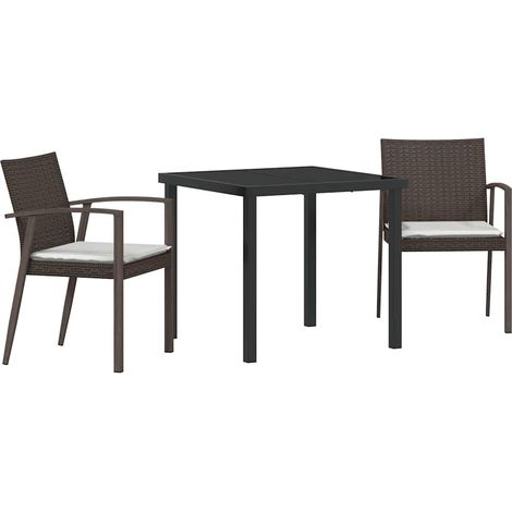 Ensemble de salle à manger pour jardin 3 pcs Mobilier de jardin Marron et Noir (1/5)