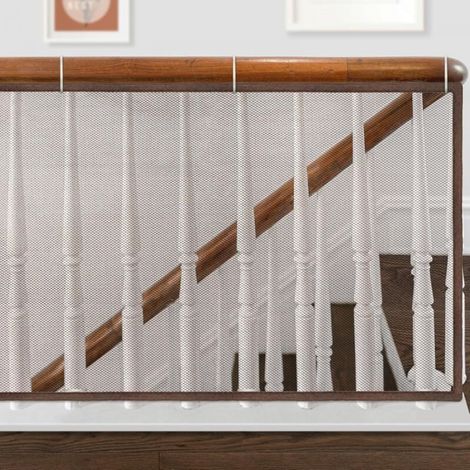 Filet de sécurité pour rampe d'escalier, sécurité bébé, protection balcon, 300×80cm, marron (1/5)