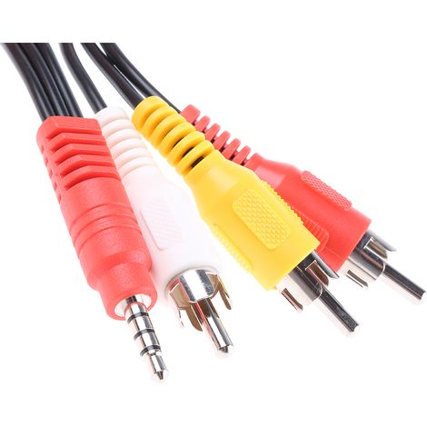 Cordon audio Fiche jack mâle stéréo de 3,5 mm vers Jack RCA mâle x 3, Long. 1.8m ( Prix pour 1 )