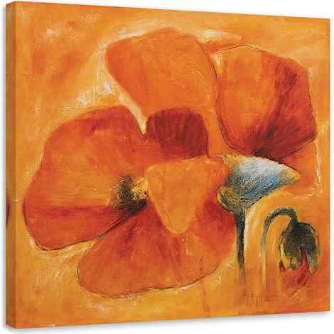 Tableau sur toile Fleur Coquelicot Orange 40x40 (1/5)