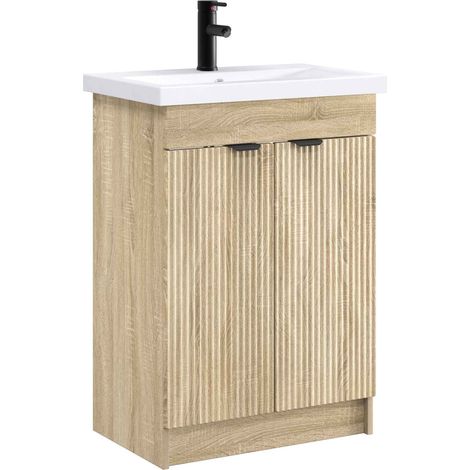 vidaXL Set di mobili per il bagno Rovere Sonoma 56 x 37,5 x 81 cm