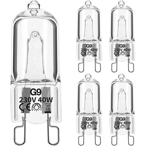 Ampoule Halogene G9 40W 230V, 370LM 2700K Blanc Chaud Dimmable, G9 Ampoules Capsule, pour Lustres, Lampes de Paysage, Appliques Murales, Éclairage d'armoire, Lot de 5 (1/4)