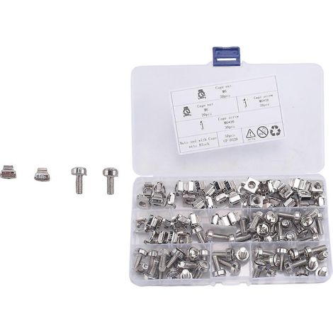 50 jeux d'écrous cage à trou carré M6 et de vis de montage avec rondelles (M6 x 20 mm) (1/5)
