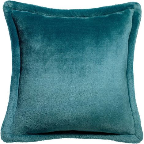 Coussin Décoratif en Microfibre Douce, Bleu Paon, 50 x 50 cm - PANGIVO (1/4)