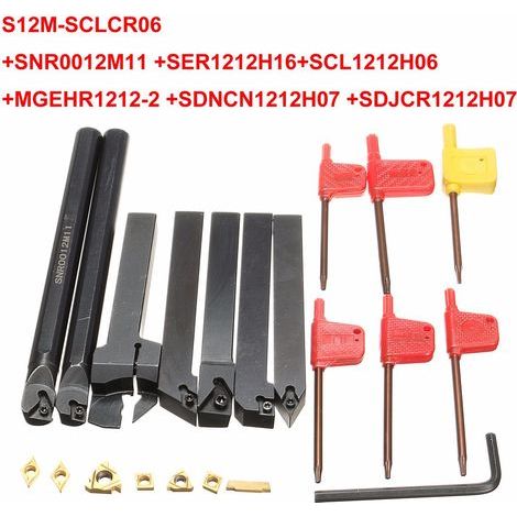 AIDUCHO Portaherramientas de torneado de 21 piezas, portaherramientas multifuncional de carburo para escariadores con insertos de carburo, para herramientas de torno (12 mm)