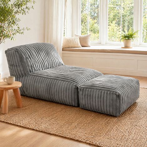 Sofá cama modular, sistema de soporte de 3 zonas, sin montaje, tejido de franela gris claro (1/5)