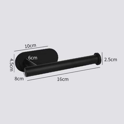 4-Pieces Bathroom Hardware Set, Adhesive Matte Black Bathroom Accessories Including 16in Bath Towel Bar, Toilet Paper Holder, Towel Ring, Hooks, Stainless Steel No Drill Sticky on Towel Holder Kit (1/4)