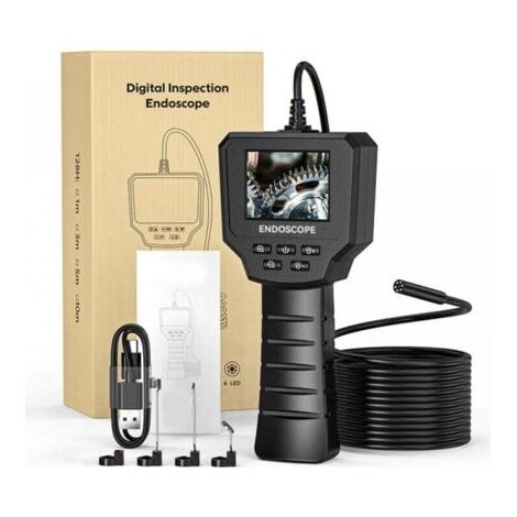 2,4-Zoll-Industrie-Endoskop-Inspektionskamera, 1440P HD 2,0 MP-Kamera mit 6 einstellbaren LEDs, 8 mm digitale IP67-wasserdichte Kamera, 5 m halbstarres Kabel