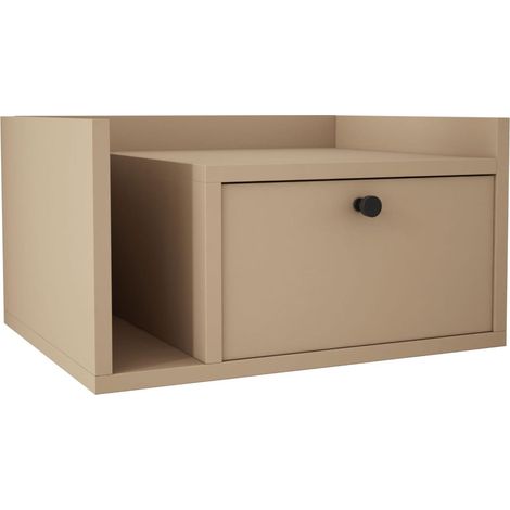 Comodino con cassetto e maniglia oro, Cappuccino, 50 x 35 x 27 cm, lato destro (1/5)