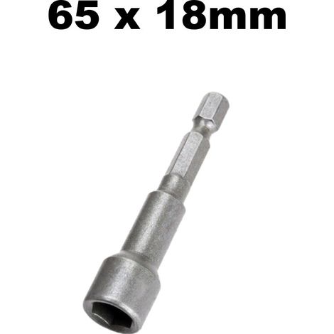 Trade-Shop Steckschlüssel / Stecknuss / Außensechskant-Aufsatz Bit magnetisch, 1/4 Zoll Nuss Aufnahme für Akkuschrauber - 65mm x 18mm (1/4)
