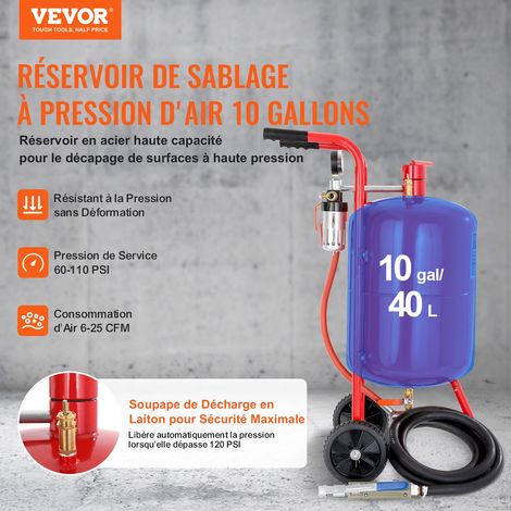 Sableuse Pneumatiques en Acier, Machine de Sablage Rouge avec Cabine Sablage 40 L, Sableuse Professionnel pour le Nettoyage de Surface, le Sculpture, la Élimination de la Rouille et la Remise (1/5)