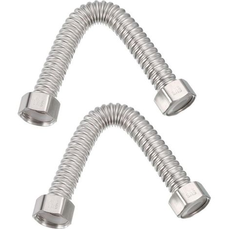 20mm x 20cm Tuyau Flexible de Chauffe-Eau d'Acier Inoxydable, 2 Pcs Tuyau de Connecteur de Chauffe-Eau Ondulé Durable, pour Raccord de Conduites d'Eau (1/4)