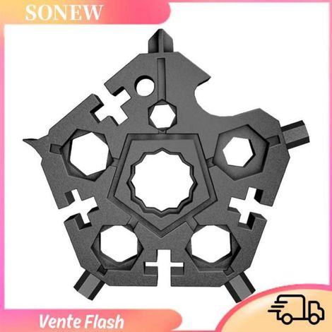 Sonew Outil multifonction en flocon de neige Clé à flocon de neige pentagonale 23 en 1, outil multifonction piscine controle Noir (1/5)