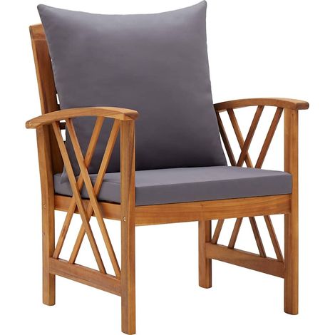 Maison Exclusive - Gartenstühle mit Kissen 2 Stk. Akazie Massivho (1/5)
