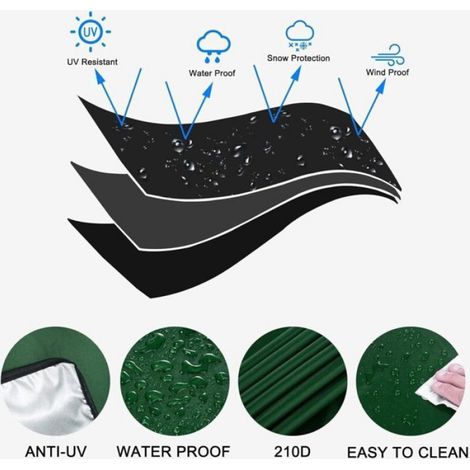 Bâche pour cuve IBC 1000L - - 120x100x116 cm - Vert - Polyester 210D - Anti-poussière - Protection UV - Antigel