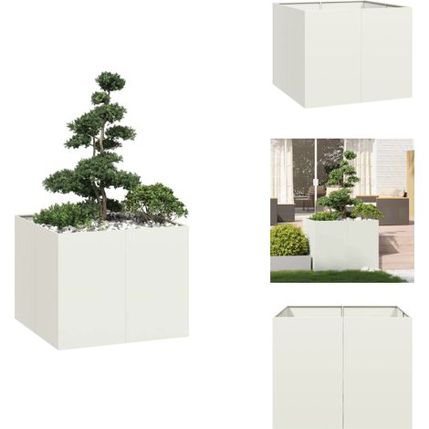 Jardinière blanc 100x100x80 cm acier - Jardinière - Jardinières - Pot De Fleurs - Support De Jardinière (1/5)