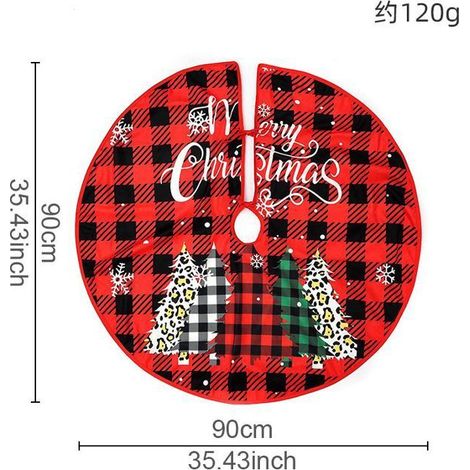 Jupe d'arbre de Noël 90 cm jupe d'arbre de Noël de style campagnard rouge avec arbre de Noël, adaptée à la décoration de fête de (1/3)