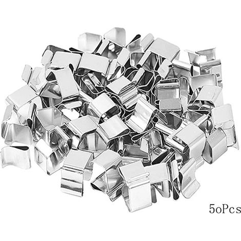 Lntyq 50 Stück gehäkelte Gouttetière-Clips aus rostfreiem Edelstahl zum Aufhängen von Außenleuchten, gehäkelte Gouttetière-Klammern für Weihnachtsbeleuchtung, gehäkelte Weihnachtsbeleuchtungsklammern (1/5)