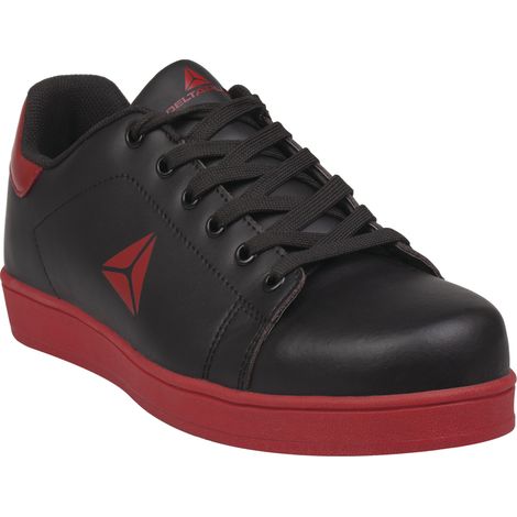 CHAUSSURES BASSES CUIR DE SECURITE DELTA PLUS SMASH NOIR ET ROUGE S1P HRO SRC -SMASLSPNO 45