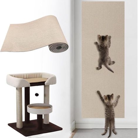 Self-Adhesive Scratching Boards, Khaki Cat Scratching Mat, Cat Scratching Mat, Cat Wall Rug, Cats Scratching Board, Cat Scratching Wall (200 cm x 40 cm) MUMU (1/4)
