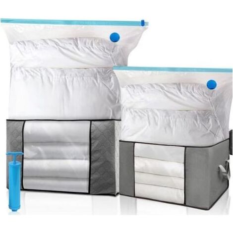 Housse de Rangement Sous Vide XXL avec Pompe – 2 Sacs Renforcés à Poignées pour Literie et Vêtements (1/4)