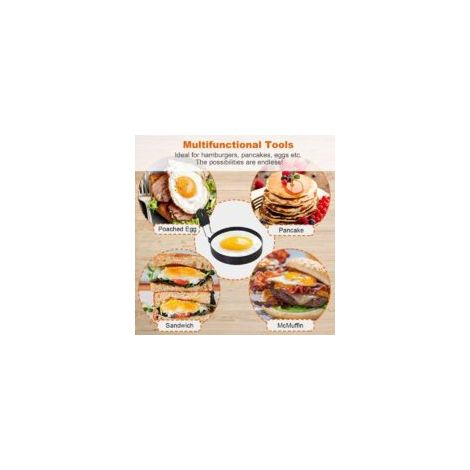 Set mit 2 Eierringen (8,9 cm) mit Silikongriff, großer Ring zum Spiegeleiern, runde Form für englische Muffins – Frühstücksbackblech – Crezuo