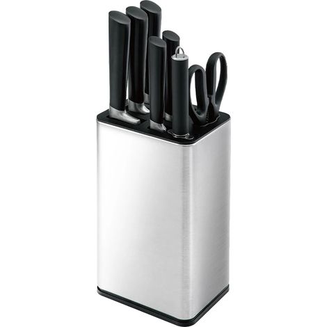 Juego de cuchillos de chef, acero inoxidable 3Cr14, colección de 8 piezas, negro. (1/2)