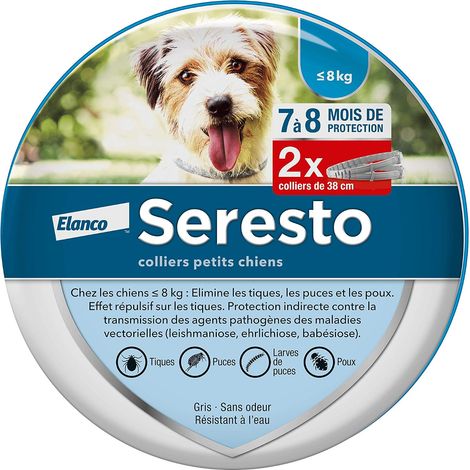 Colliers anti-puces et anti-tiques pour petits chiens – moins de 8 kg – 2 colliers