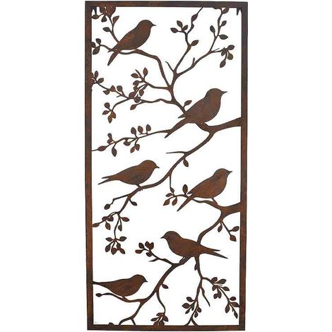 Cadre mural jardin branches oiseaux 48x2x98cm