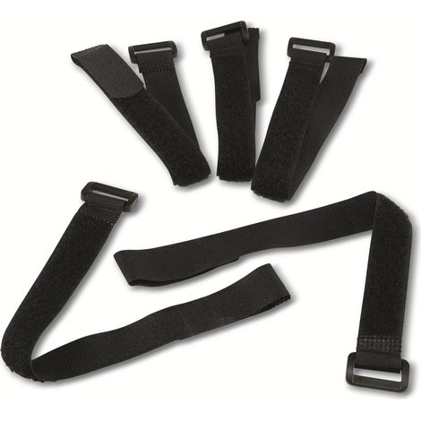 CHILITEC Lot de bandes velcro avec boucle, 5 pièces, 30x2 cm, noir (1/3)