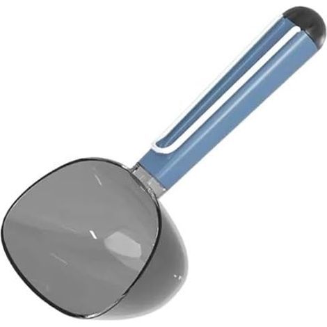 Pelle à riz multifonction 2 en 1 avec balance pour nourriture pour animaux de compagnie avec clip pour sac en plastique, tasse de mesure pour nourrir les chiens et les chats (bleu) (1/5)