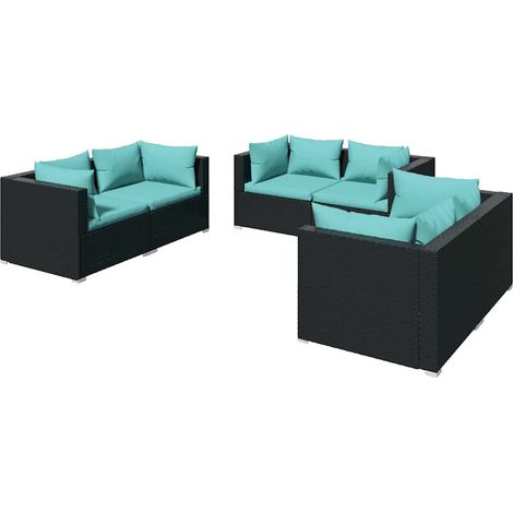 Maison Exclusive - 6-tlg. Garten-Lounge-Set mit Kissen Poly Ratta (1/5)