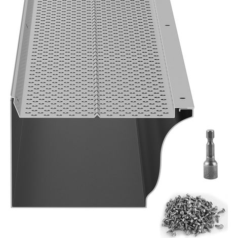 5-Zoll-Aluminium-Dachrinnenschutz, 26 Stück (104 Fuß), 0,157 Zoll Löcher, 0,02 Zoll Dicke, Laubfilter, geeignet für jedes Dach oder jede Dachrinne. (1/5)