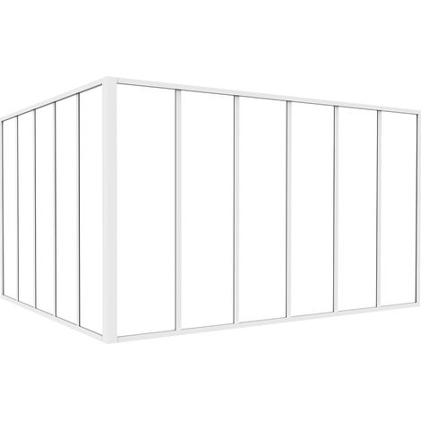 Vetrata angolare L180 x L150 x H105 in Alluminio termolaccato Stile atelier Bianco - BAYVIEW