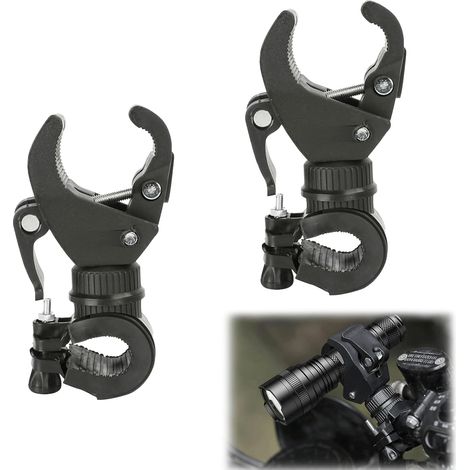 Ensemble d'adaptateurs de pince multifonctions universels 2 pièces – pour éclairage de vélo, caméra d'action, parasol et accessoires, se fixe au guidon, aux sièges de pêche et aux tubes (1/5)